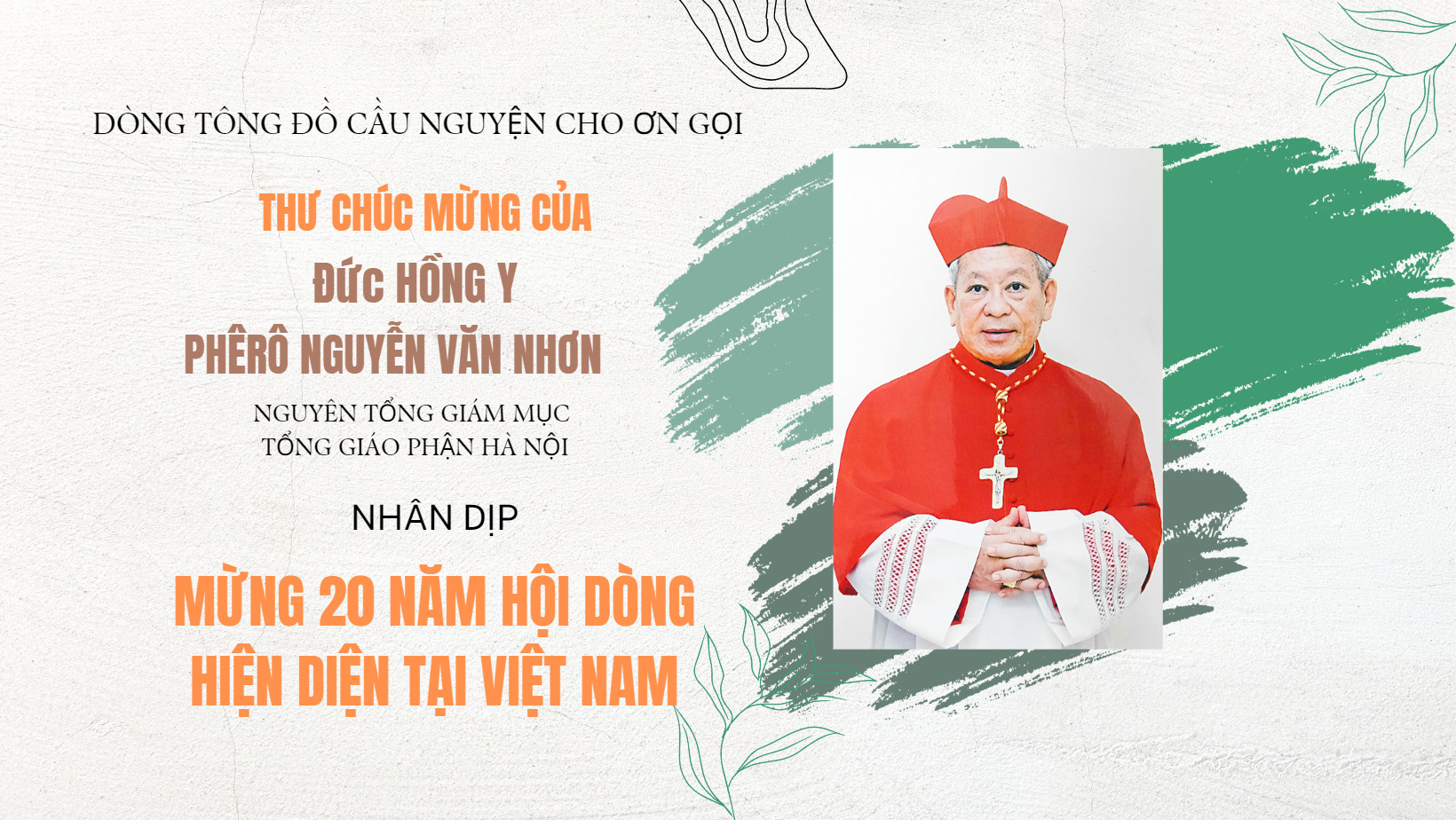 Thư Chúc Mừng của Đức Hồng Y Phêrô Nguyễn Văn Nhơn